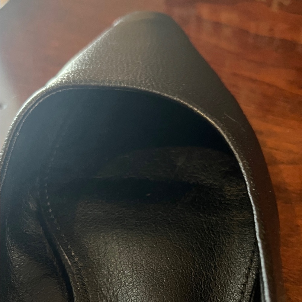 Halston Heritage Black Leather Pointed Slingback Heels - Picture 4 of 5